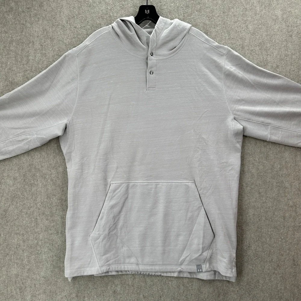 Under Armour Threadborne‎ Hoodie Gray Loose Fit Long Sleeve Henley Pockets 2XL - Picture 4 of 12
